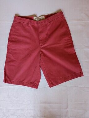 Lands' End Men's Coral-Red Flat Front Chino  Shorts Size 32
